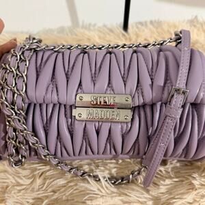 Steve Madden Mauve Ruched Crossbody Bag Chain Strap NWT Y2K